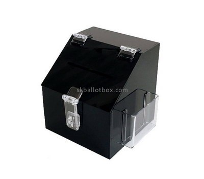 Custom black acrylic ballot box with brochure holder BB-2717