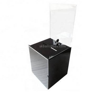 Custom black acrylic ballot box with sign holder BB-2719