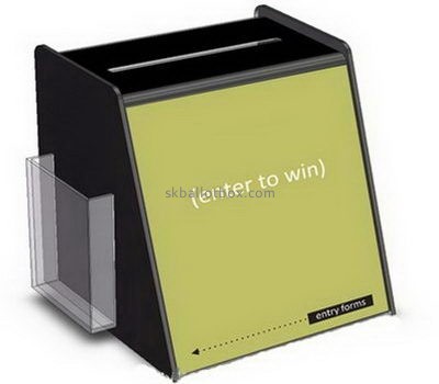 Custom black acrylic suggestion box with brochure holder BB-2736