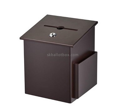 Custom lockable black acrylic ballot box with brochure holder BB-2741