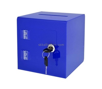 Custom blue acrylic perspex ballot donation voting charity suggestion collection box BB-2768