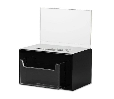 Custom acrylic donation box plexiglass ballot box with sign and brochure holder BB-2770