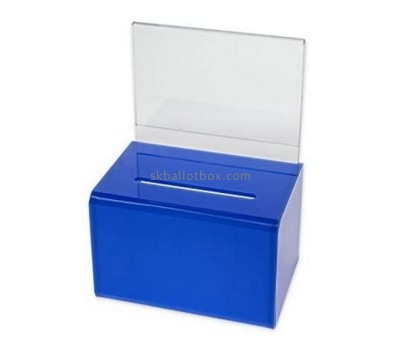 Custom plexiglass ballot box acrylic donation box perspex suggestion box with ad frame & lock BB-2771