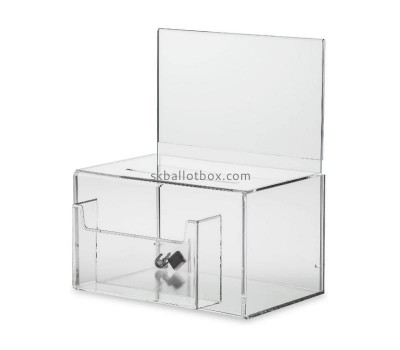 Custom acrylic donation box lucite ballot box plexiglass ticket box with lock BB-2772