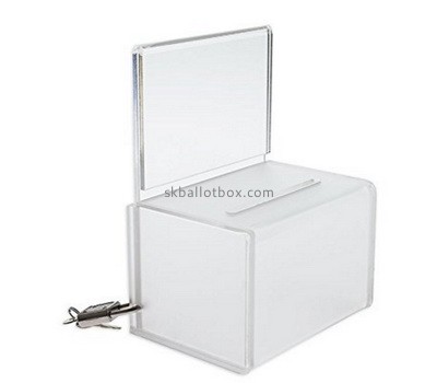 Acrylic manufacturer customize acrylic voting box charity box with sign holder BB-2776