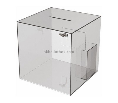 Plexgilass factory customize acrylic donation box perspex ballot box with pocket BB-2784