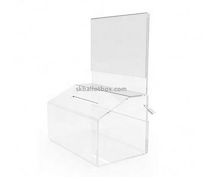 Acrylic supplier customize lucite lockable suggestion box with sign holder BB-2788