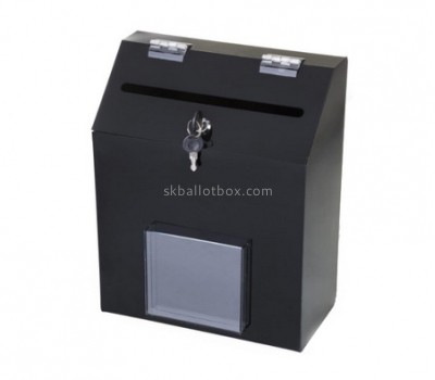 Custom black acrylic donation box with sign holder BB-2760