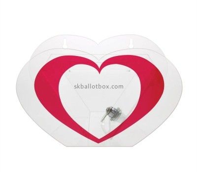 OEM supplier customized acrylic charity box lucite heart shape donation box DB-060