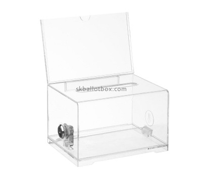 Plexiglass box manufacturer custom acrylic suggestion box with sign holder SB-036