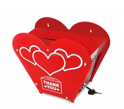 Plexiglass box manufacturer custom acrylic charity box heart shape donation box DB-066