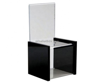 Plexiglass boxes supplier custom acrylic suggestion box with sign holder SB-042