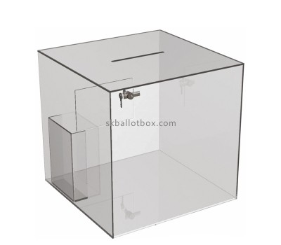 Lucite box supplier custom acrylic fundraising box with brochure holder DB-078
