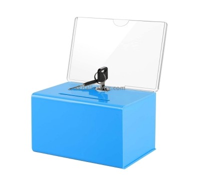 Plexiglass boxes manufacturer custom acrylic suggestion box with sign holder SB-049