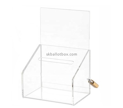 Lucite boxes supplier custom acrylic suggestion box with sign holder SB-052