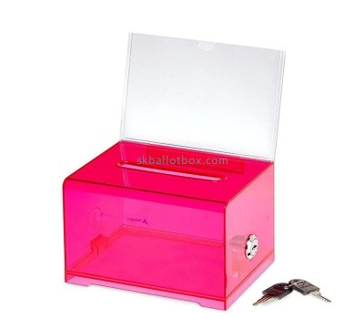 Perspex boxes manufacturer custom acrylic lockable suggesion box with sign holder SB-053