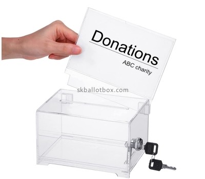 Plexiglass boxes manufacturer custom acrylic lockable charity box DB-082