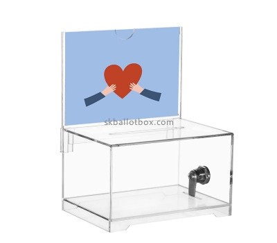 Lucite boxes manufacturer custom acrylic lockable donation box DB-084