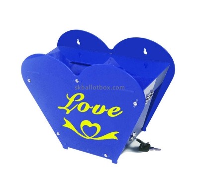 Perspex boxes supplier custom acrylic heart shape charity box DB-087