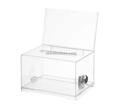 Lucite boxes manufacturer custom acrylic voting box with lock and sign holder BB-2851