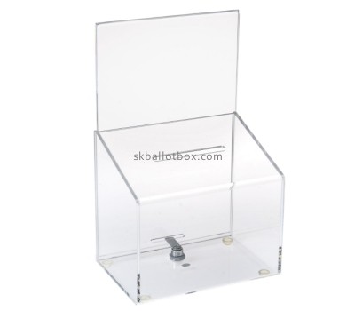 Perspex boxes manufacturer custom acrylic ballot box with lock & sign holder BB-2853