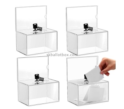 Acrylic box manufacturer custom plexiglass suggestion box with lock and sign holder SB-037