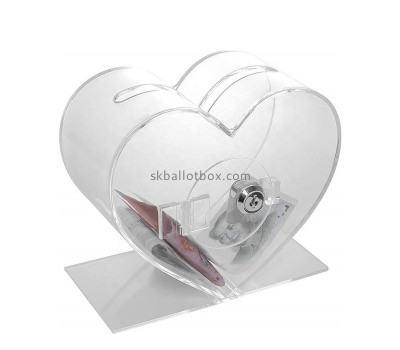 OEM supplier customized acrylic donation box plexiglass heart shape charity box DB-061