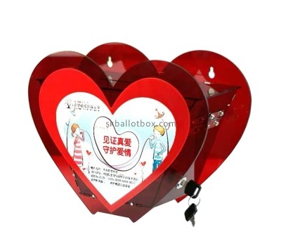 Plexiglass boxes manufacturer custom acrylic heart shaped fundraising box DB-090