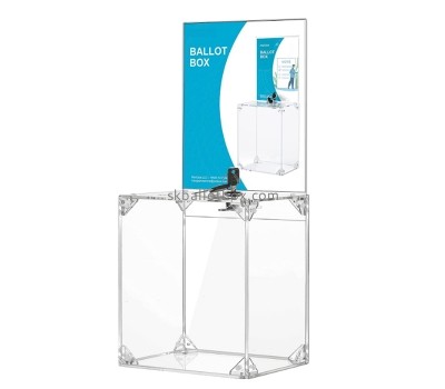 Acrylic box supplier custom lucite ballot box with lock and sign holder BB-2855