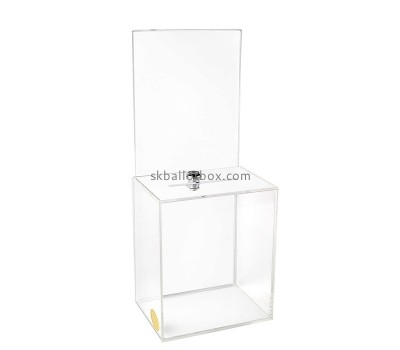 Lucite box supplier custom acrylic election ballot box with lock and sign holder BB-2861