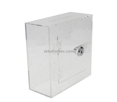 Acrylic box manufacturer custom wall mountable plexiglass ballot box with lock BB-2862