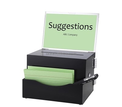 Plexiglass boxes supplier custom acrylic suggestion box with sign & brochure holder SB-074