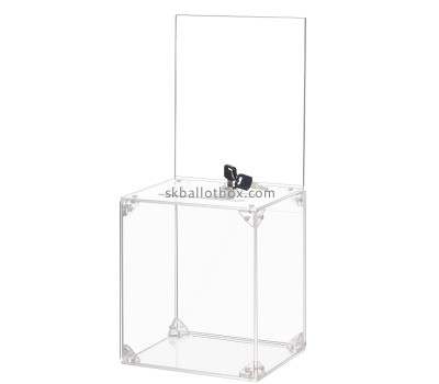 Lucite box supplier custom acrylic donation box with lock & sign holder DB-108