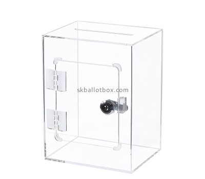 Acrylic boxes manufacturer custom plexiglass money box with lock key BB-2871