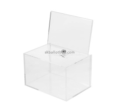 Lucite boxes supplier custom acrylic ballot box with lock and sign holder BB-2876