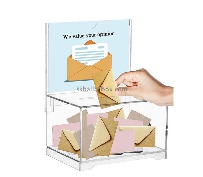 Lucite products manufacturer custom acrylic comment box with lock and sign holder SB-079