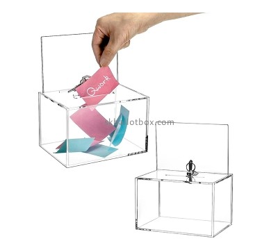 Plexiglass item manufacturer custom acrylic fundraising box with sign holder DB-114