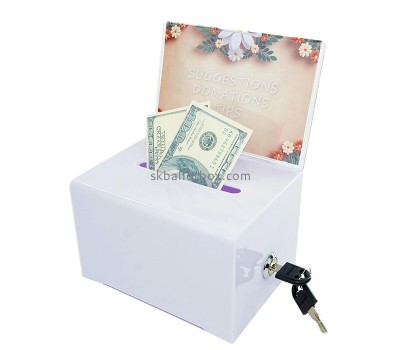Perspex products manufacturer custom acrylic money box with lock key DB-116