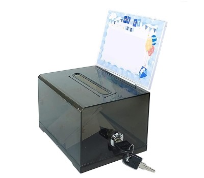 China perspex manufacturer custom acrylic lockable ballot box with sign holder BB-2884