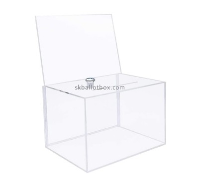 China acrylic supplier custom plexiglass lockable voting box with sign holder BB-2885
