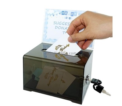 Plexiglass products supplier custom acrylic lockable comment box with sign holder SB-088
