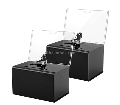 Acrylic boxes manufacturer custom plexiglass voting box with sign holder BB-2887