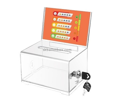 Plexiglass boxes supplier custom acrylic election box with lock & sign holder BB-2890