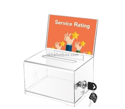 Perspex boxes manufacturer custom acrylic locking ballot box with sign plate BB-2893