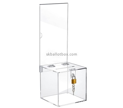 Lucite products supplier custom acrylic suggestion box with lock and sign plate BB-096