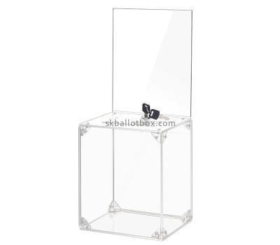 China perspex manufacturer custom plexiglass suggestion box with slot and key lock BB-101