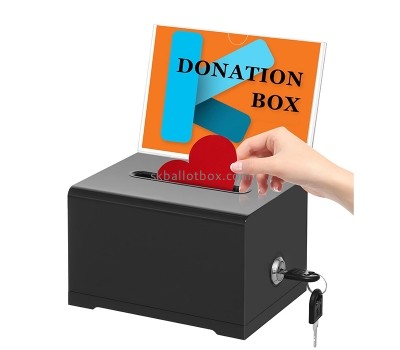 Perspex boxes supplier custom acrylic donation box with slot and key lock DB-129