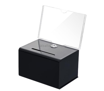 Plexiglass box supplier custom acrylic fundraising box with slot and key lock DB-134