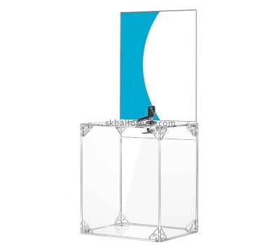 Lucite box manufacturer custom acrylic money donation box with sign holder DB-135