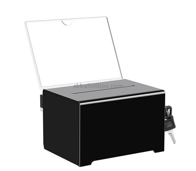 Acrylic box manufacturer custom plexiglass ballot box with sign holder BB-2895